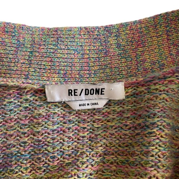 RE/DONE 90s Oversized Crop Cardigan Small Rainbow Knit Multicolor Sweater - Picture 4 of 7